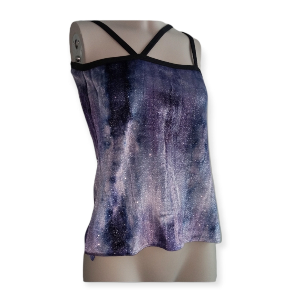 VINTAGE Essential velvet metallic strappy top size medium